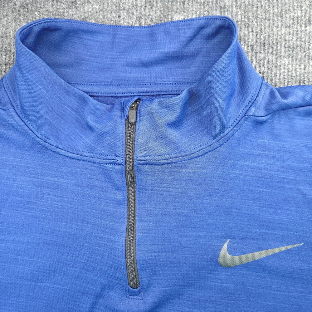 Nike Dri-FIT Quarter Zip Women Medium Blue Polyester Long Sleeve Athletic Top - Picture 2 of 10